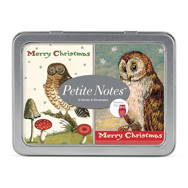 Cavallini Petite Notes Christmas Owl — front view