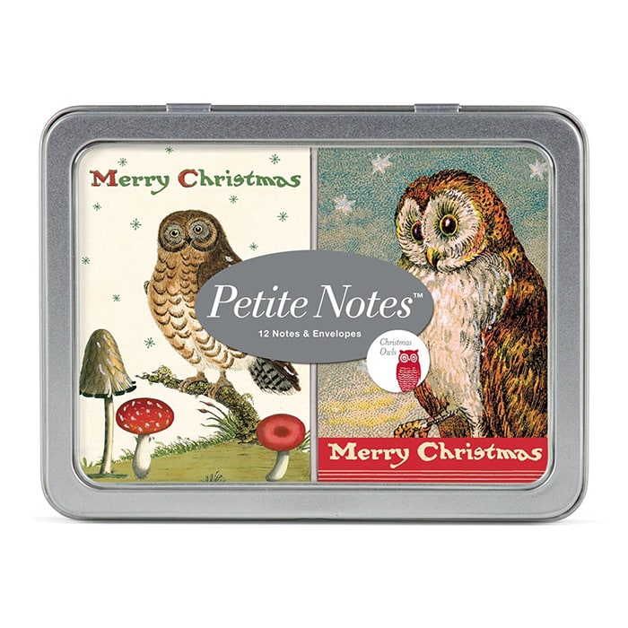Cavallini Petite Notes Christmas Owl — front view