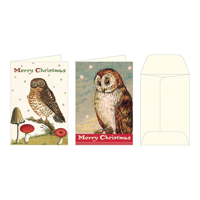 Cavallini Petite Notes Christmas Owl — side view