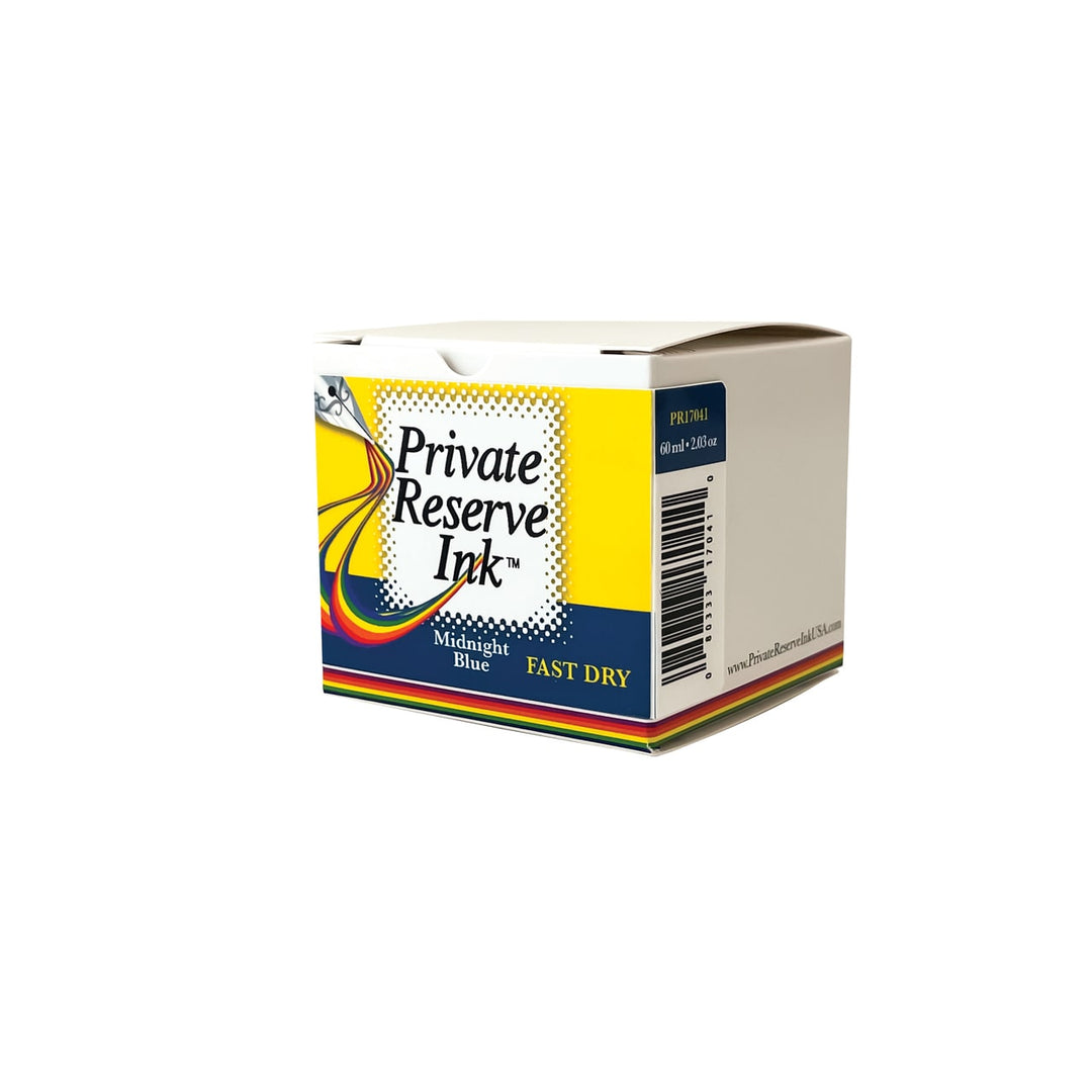 Private Reserve 60ml Ink Bottle Midnight Blue, FAST DRY — bottle at angle