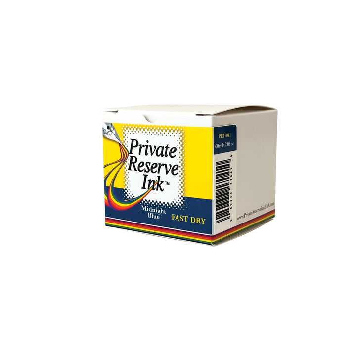 Private Reserve 60ml Ink Bottle Midnight Blue, FAST DRY — bottle at angle