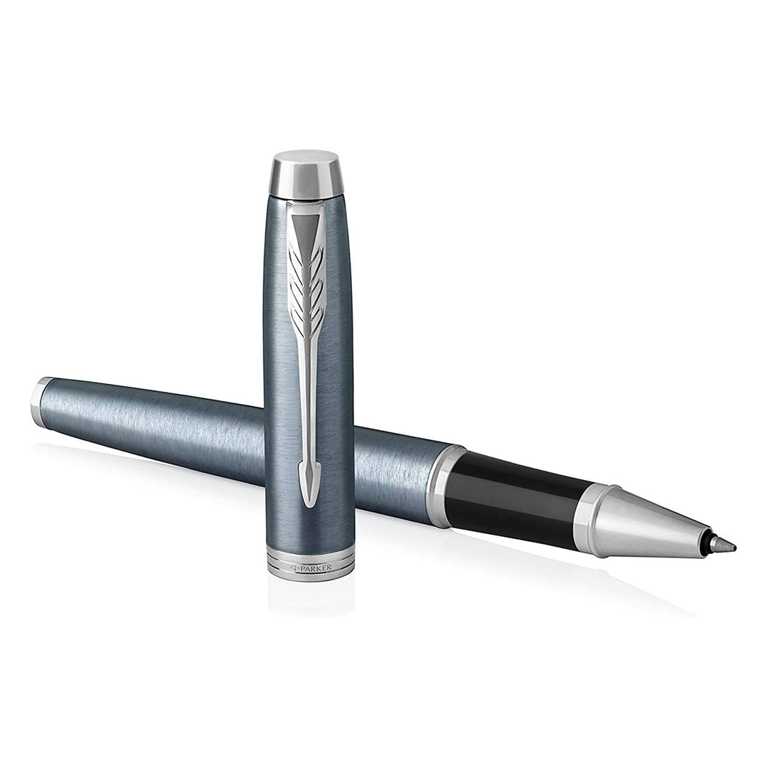 Parker IM Blue Grey CT Rollerball Pen — writing at an angle