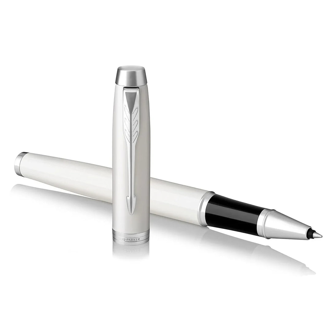 Parker IM White CT Rollerball Pen — writing at an angle