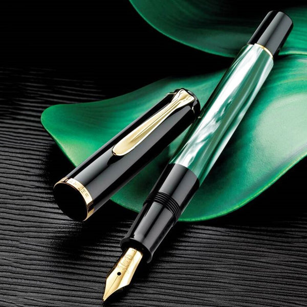 Load image into Gallery viewer, Pelikan Classic M200 Fountain Pen Green Marble, Pelikan, Fountain Pen, pelikan-classic-m200-fountain-pen-green-marble, can be engraved, Green, Cityluxe

