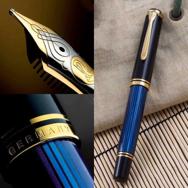 将图片加载到图库查看器，Pelikan Souverän® M600 Fountain Pen Black-Blue, Pelikan, Fountain Pen, pelikan-souveran-m600-fountain-pen-black-blue, Black, Blue, can be engraved, Cityluxe
