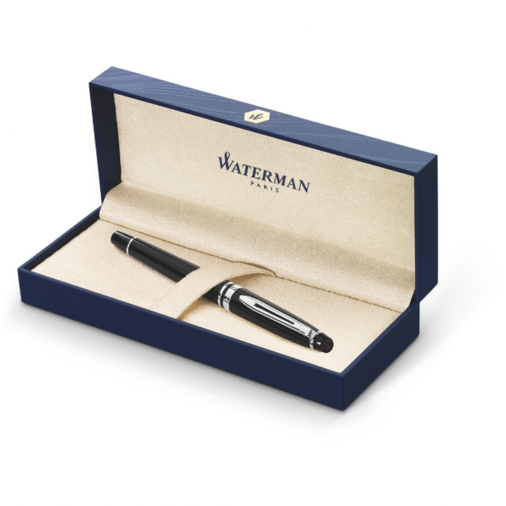 Waterman Expert3 Laque Black CT Rollerball Pen — flat lay