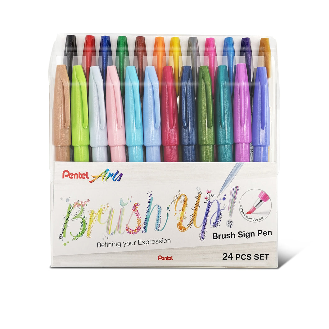Pentel Touch Brush Sign Pen 24 Pieces Set, Pentel, Brush Pen, pentel-brush-signpen-set-of-24s, Multicolour, Cityluxe