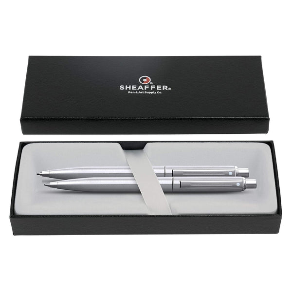 Load image into Gallery viewer, Sheaffer Sentinel Brushed Chrome Ballpoint Pen &amp; Pencil Set, Sheaffer, Ballpoint Pen, sheaffer-sentinel-brushed-chrome-ballpoint-pen-pencil-set, can be engraved, Cityluxe
