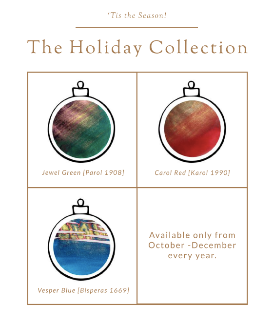 Vinta Inks Holiday Collection 30ml Bottled Ink - Jewel Green (Parol 1908) — flat lay