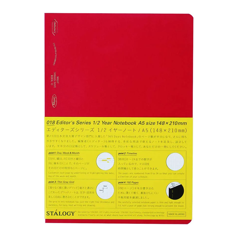 Stalogy Editor's Series 1/2 Year A5 Notebook, Plain, Stalogy, Notebook, stalogy-editors-series-1-2-year-a5-notebook-plain, 1/2 year, A5, Blank, Plain, Planner, Stalogy, Cityluxe