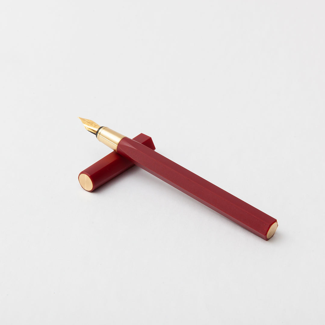 Ystudio Resin Fountain Pen Red Medium — flat lay