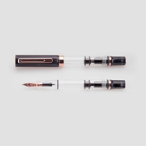 Load image into Gallery viewer, TWSBI ECO Fountain Pen Smoke with Rose Gold Trim, TWSBI, Fountain Pen, twsbi-eco-fountain-pen-smoke-with-rose-gold-trim, Black, can be engraved, Clear, Cityluxe
