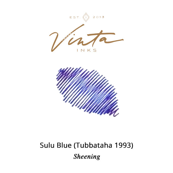 Vinta Inks 30ml Ink Bottle Sulu Blue (Tubbataha 1993) — colour swatch on paper
