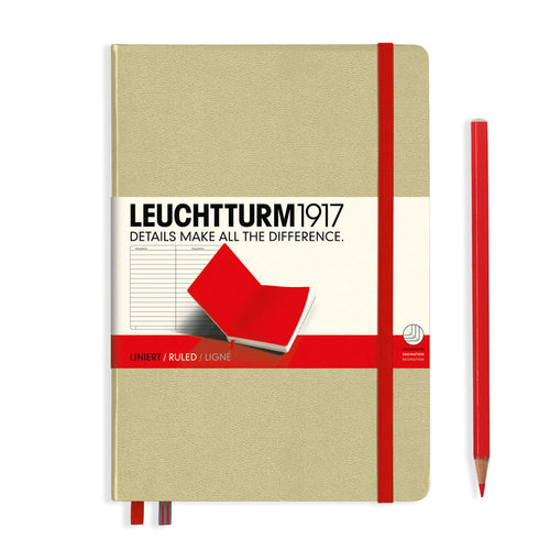Leuchtturm1917 Bicolore A5 Medium Notebook Sand-Red, Leuchtturm1917, Notebook, leuchtturm1917-bicolore-a5-medium-notebook-sand-red, Brown, Bullet Journalist, Leuchtturm1917, notebook emboss, Ruled, Cityluxe