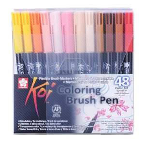 Sakura KOI Colouring Brush Pen Set of 48, Sakura, Brush Pen, sakura-koi-colouring-brush-pen-set-of-48, Multicolour, Sakura Pen, Cityluxe