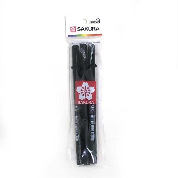 Sakura Pigma Brush Pen Black Set of 3 — front view