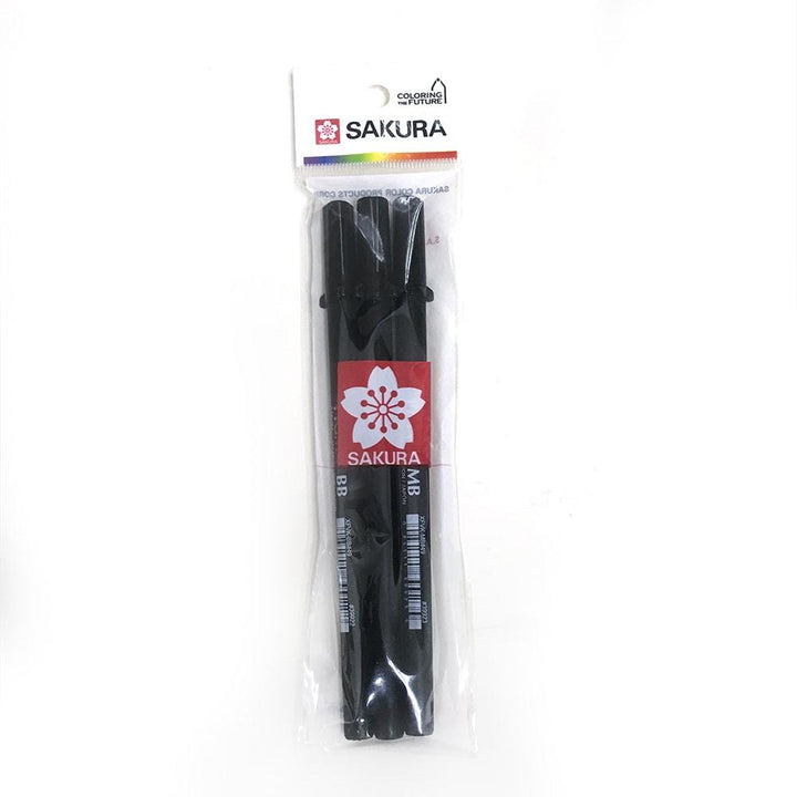 Sakura Pigma Brush Pen Black Set of 3 — front view