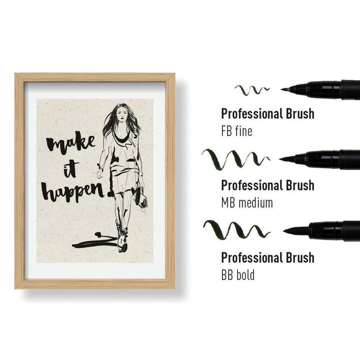 Sakura Pigma Brush Pen Black Set of 3 — detail view