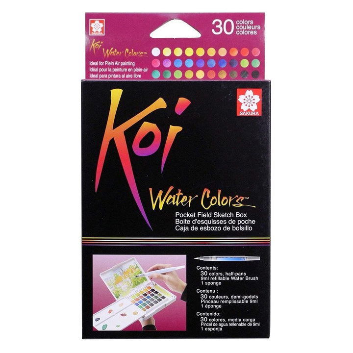 Sakura Koi Water Colors, Functional Case Set, 30-color set with WaterBrush — front view