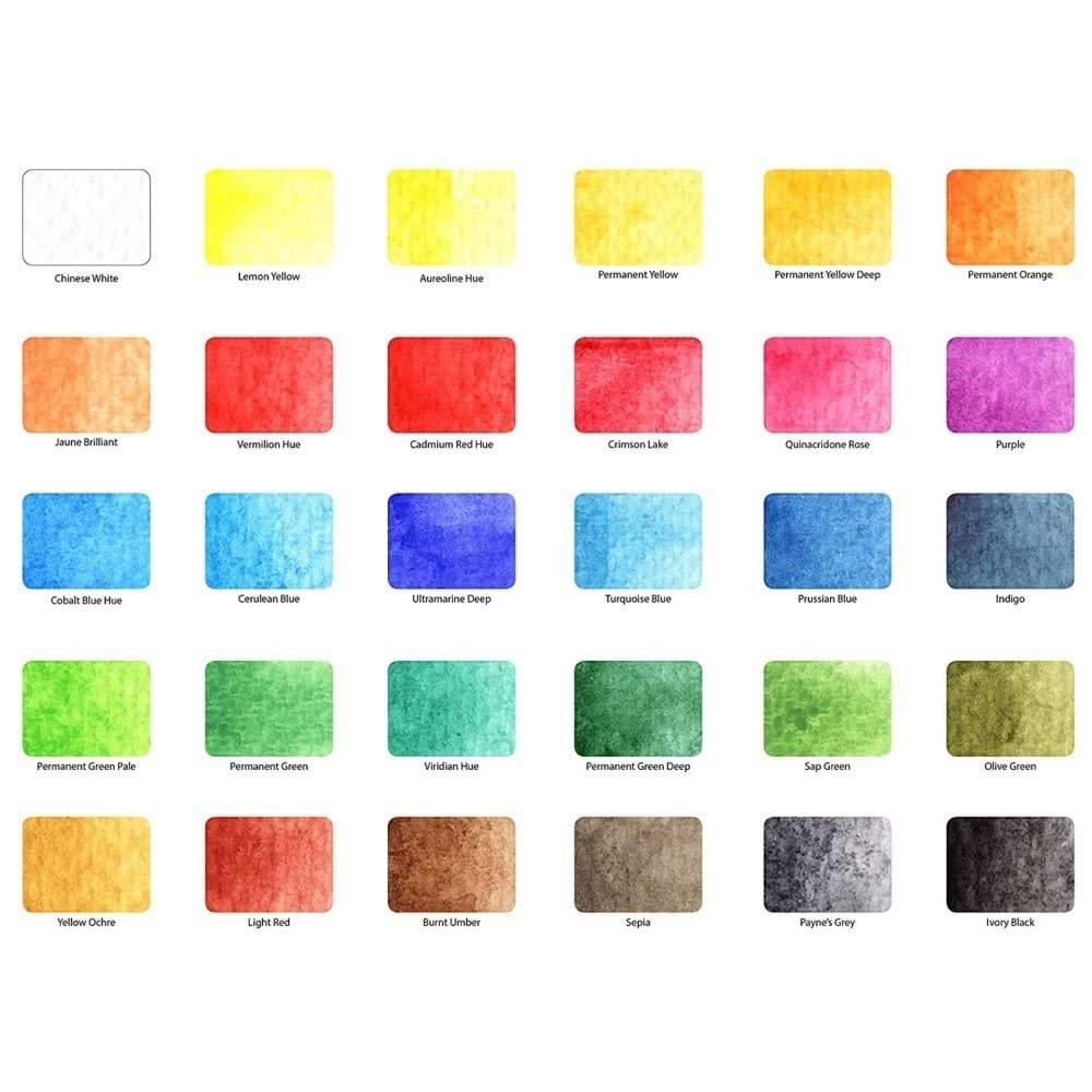 Sakura Koi Water Colors, Functional Case Set, 30-color set with WaterBrush — detail view