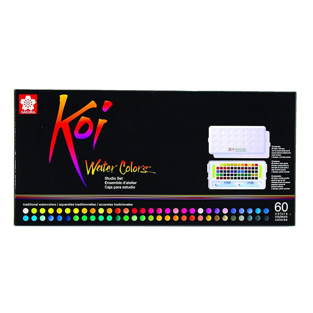 Sakura Koi Water Colors, Studio Set, 60-color set with Water Brush, Sakura, Painting Supplies, sakura-koi-water-colors-studio-set-60-color-set-with-water-brush, Multicolour, Sakura Pen, Cityluxe