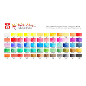 Sakura Koi Water Colors, Studio Set, 60-color set with Water Brush, Sakura, Painting Supplies, sakura-koi-water-colors-studio-set-60-color-set-with-water-brush, Multicolour, Sakura Pen, Cityluxe