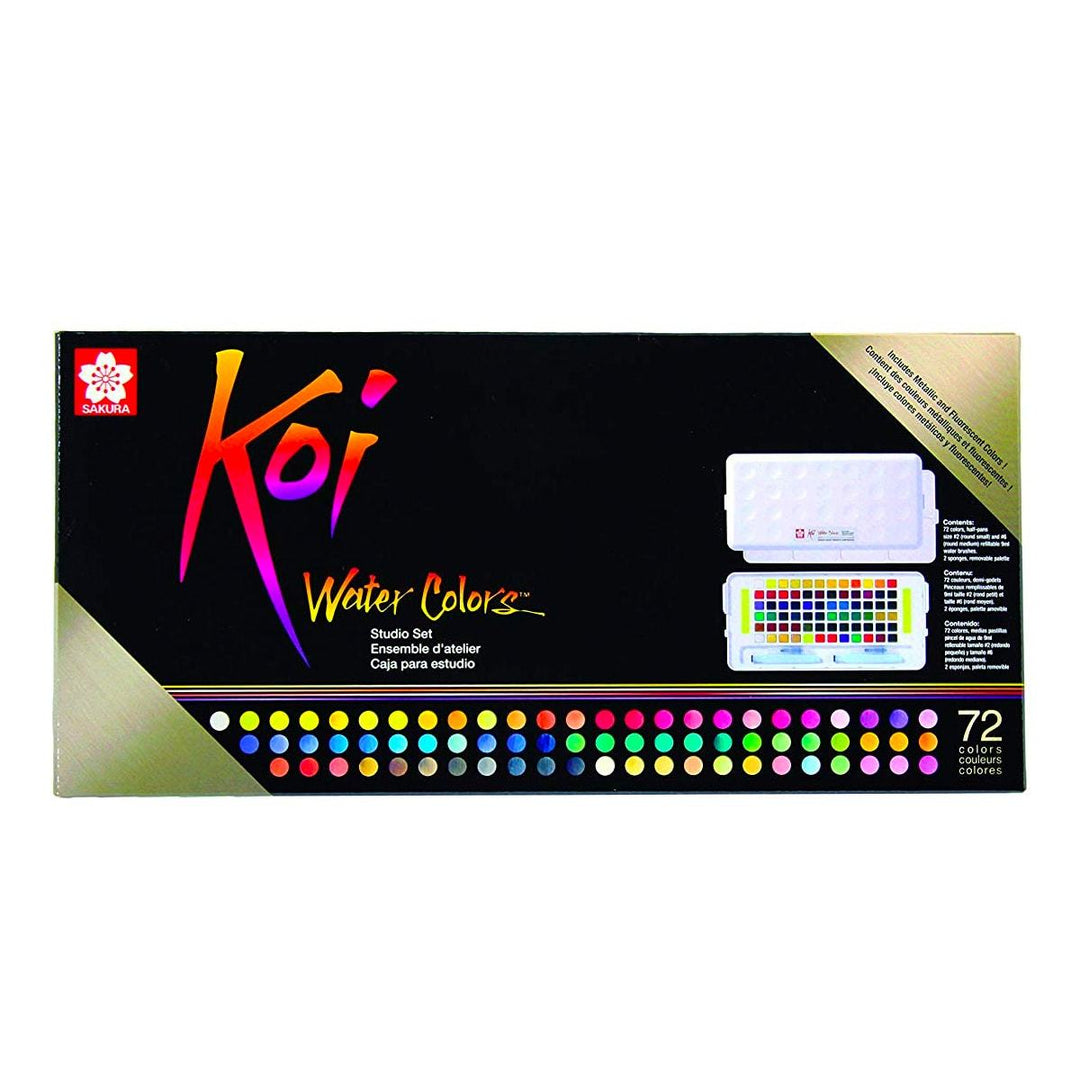 Sakura Koi Water Colors, Studio Set, 72-color set with Water Brush, Sakura, Painting Supplies, sakura-koi-water-colors-studio-set-72-color-set-with-water-brush, Multicolour, Sakura Pen, Cityluxe