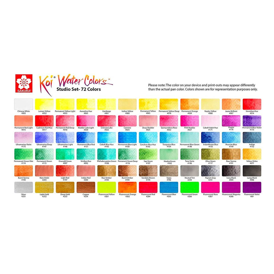 Sakura Koi Water Colors, Studio Set, 72-color set with Water Brush, Sakura, Painting Supplies, sakura-koi-water-colors-studio-set-72-color-set-with-water-brush, Multicolour, Sakura Pen, Cityluxe