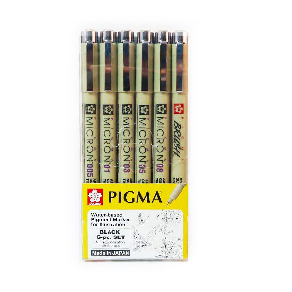 Sakura Pigma Micron Set of 6 — front view