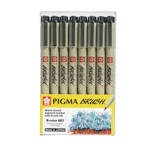 Sakura Pigma Brush Set of 8, Sakura, Brush Pen, sakura-pigma-brush-set-of-8, Multicolour, Sakura Pen, Sakura Pigma, Cityluxe