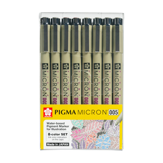 Sakura Pigma Micron 005 Set of 8, Sakura, Markers &amp; Felt Tip Pens, sakura-pigma-micron-005-set-of-8, Multicolour, Sakura Pen, Sakura Pigma, Cityluxe