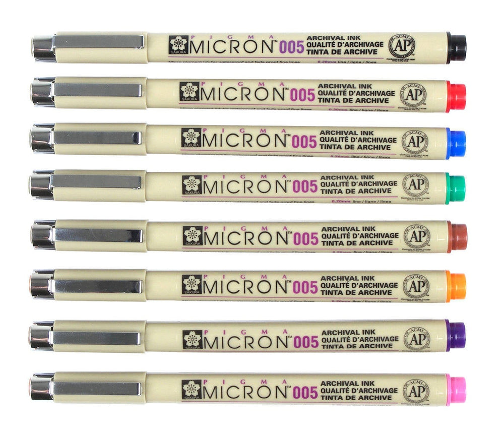 Sakura Pigma Micron 005 Set of 8, Sakura, Markers & Felt Tip Pens, sakura-pigma-micron-005-set-of-8, Multicolour, Sakura Pen, Sakura Pigma, Cityluxe