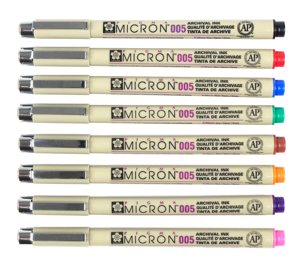Sakura Pigma Micron 005 Set of 8, Sakura, Markers &amp; Felt Tip Pens, sakura-pigma-micron-005-set-of-8, Multicolour, Sakura Pen, Sakura Pigma, Cityluxe