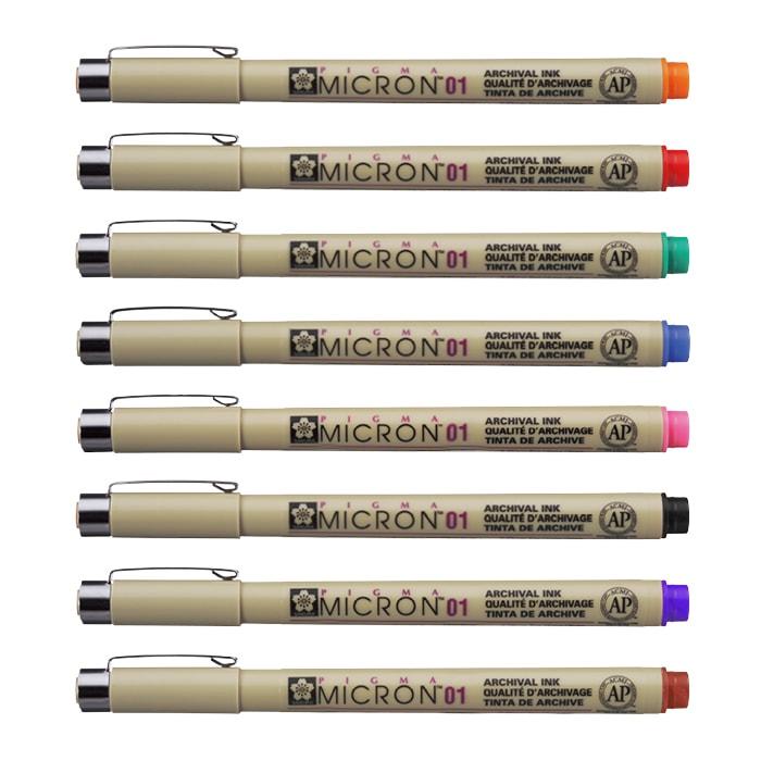 Sakura Pigma Micron 01 Set of 8 — side view