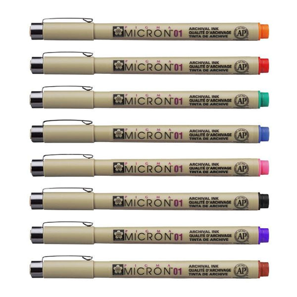 将图片加载到图库查看器，Sakura Pigma Micron 01 Set of 8, Sakura, Markers &amp; Felt Tip Pens, sakura-pigma-micron-01-set-of-8, Multicolour, Sakura Pen, Sakura Pigma, Cityluxe
