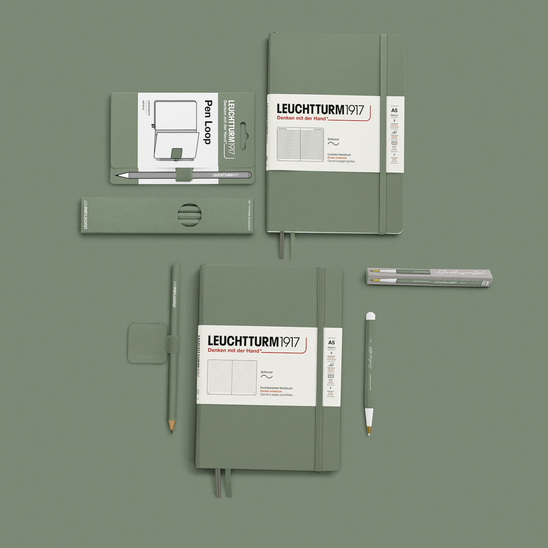 Leuchtturm1917 A5 Medium Softcover Notebook - Dotted / Olive — pocket detail