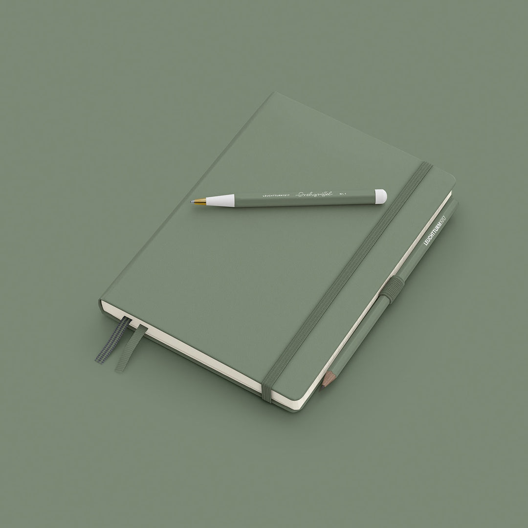 Leuchtturm1917 Hardcover A5 Medium Notebook Olive - Ruled, Leuchtturm1917, Notebook, leuchtturm1917-hardcover-a5-medium-notebook-olive-ruled, Green, Ruled, Smooth Colours, Cityluxe
