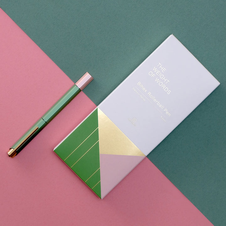 Ystudio Glamour Evolve-Bihex Rollerball Pen Absinthe — flat lay
