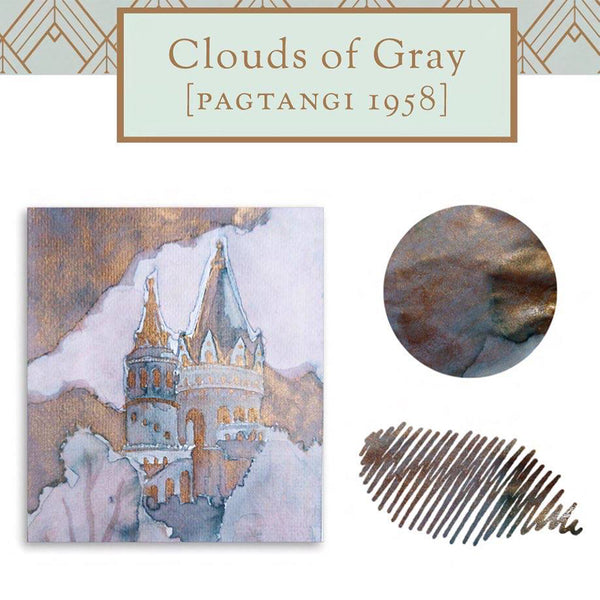 Load image into Gallery viewer, Vinta Inks 30ml Ink Bottle Clouds of Gray (Pagtangi 1958), Vinta Inks, Ink Bottle, vinta-inks-30ml-ink-bottle-clouds-of-gray-pagtangi-1958, Fairytale, Gray, Inktober22, shimmering, Cityluxe
