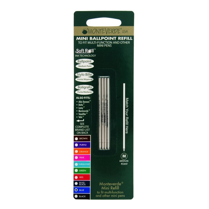 Monteverde Soft Roll Mini D1 Ballpoint Refill (Medium Point), Monteverde, Ballpoint Pen Refill, monteverde-soft-roll-mini-d1-ballpoint-refill-medium-point, Blue, D1, Ink & Refill, mini D1, Monteverde, Monteverde Refill, Cityluxe