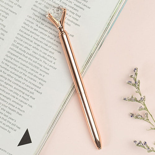 Helen Kelly Diamond Pen Rose Gold — writing at an angle