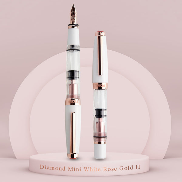 将图片加载到图库查看器，TWSBI Diamond Mini with Rose Gold Trim II Fountain Pen, TWSBI, Fountain Pen, pre-order-twsbi-diamond-mini-with-rose-gold-trim-ii-fountain-pen, can be engraved, Clear, Cityluxe
