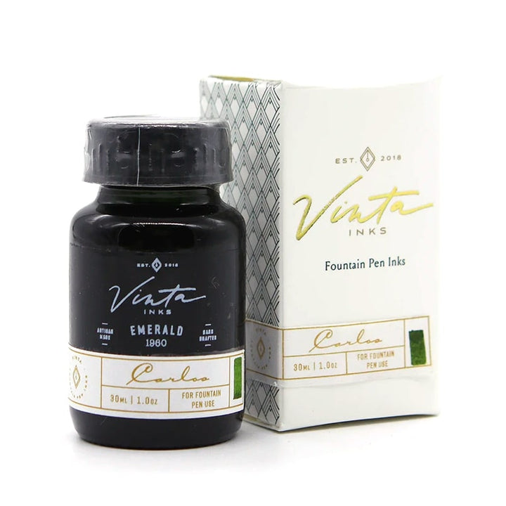 Vinta Inks 30ml Ink Bottle Emerald (Carlos 1960), Vinta Inks, Ink Bottle, vinta-inks-30ml-ink-bottle-emerald-kosmos-1955, Green, Inktober22, Cityluxe