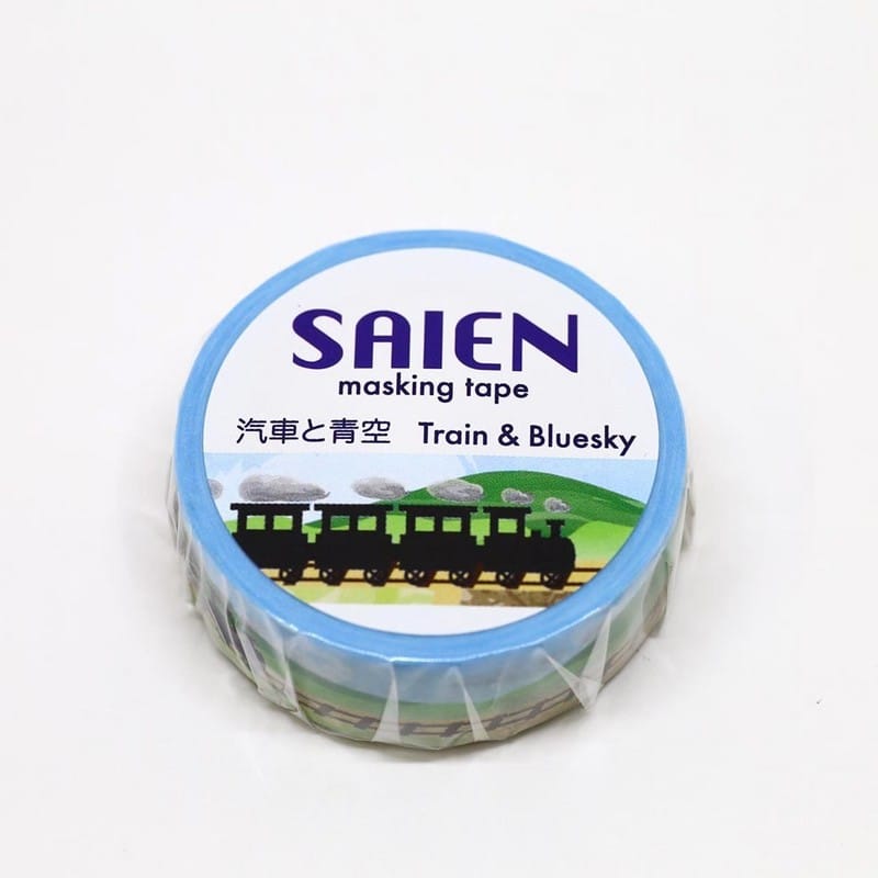 Saien Washi Tape Train & Blue Sky — roll front