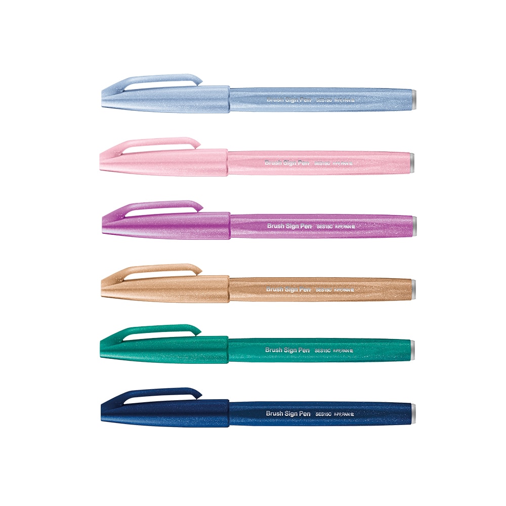 Pentel Touch Brush Sign Pen 6 Pieces Set II, Pentel, Brush Pen, pentel-touch-brush-sign-pen-6-pieces-set-ii, Multicolour, Cityluxe