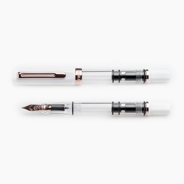 将图片加载到图库查看器，TWSBI ECO Fountain Pen White with Rose Gold Trim, TWSBI, Fountain Pen, twsbi-eco-fountain-pen-white-with-rose-gold-trim, can be engraved, Clear, demonstrator, White, Cityluxe
