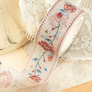 BGM Embroidered Ribbon Rose Washi Tape, BGM, Washi Tape, bgm-embroidered-ribbon-rose-washi-tape, BGM, Clear Tapes, Floral, Flower, New 2023, New January, Pink, Roses, Washi Tapes, Cityluxe