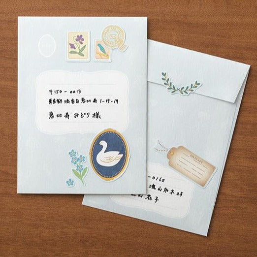Midori Letter Set Collage in Bird Pattern — Midori letter set — premium stationery and lifestyle, at Cityluxe Singapore