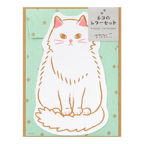 Midori Letter Set Die-Cut Animal - Cat Pattern — front view