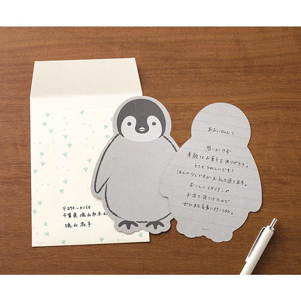 Load image into Gallery viewer, Midori Letter Set Die-Cut Animal - Penguin Pattern

